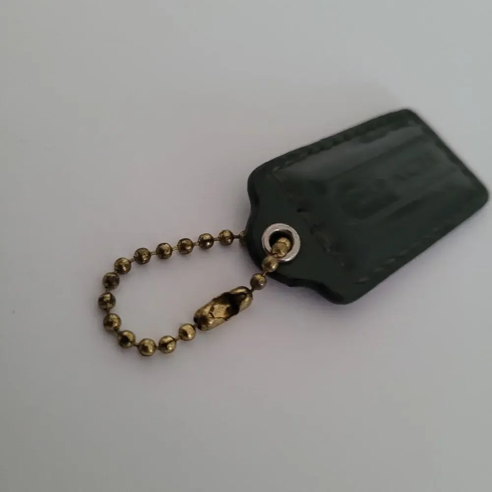 Coach Hang Tag Replacement‎ Gray Leather Bag Charm Keychain Small 2
